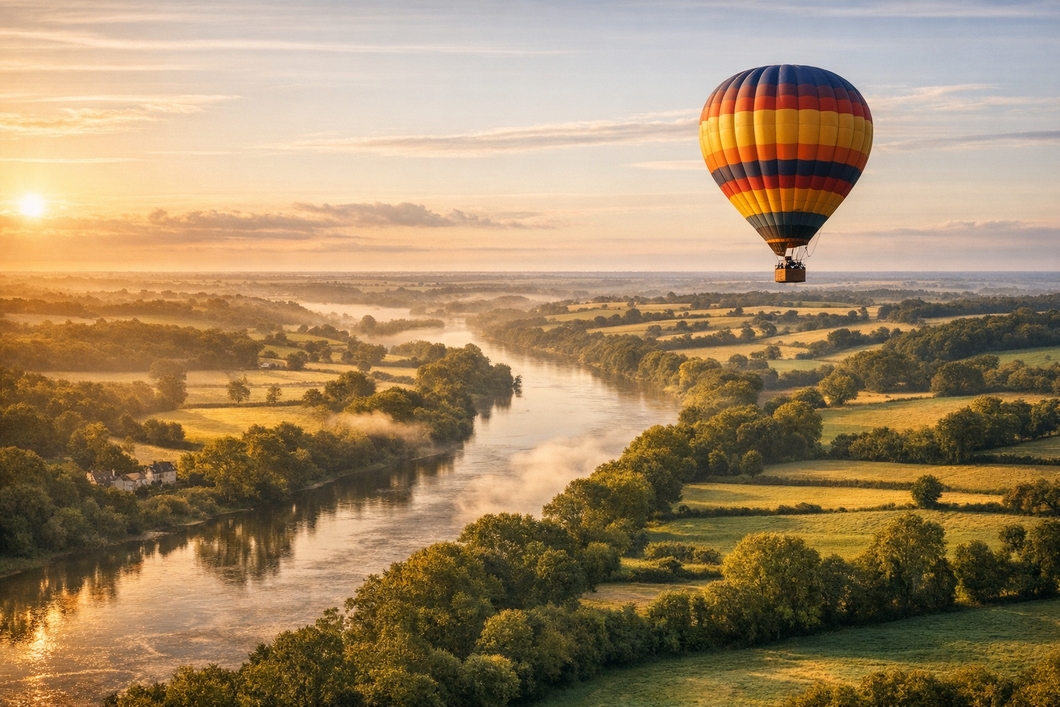 Survol en montgolfière au-dessus du bocage maugeois